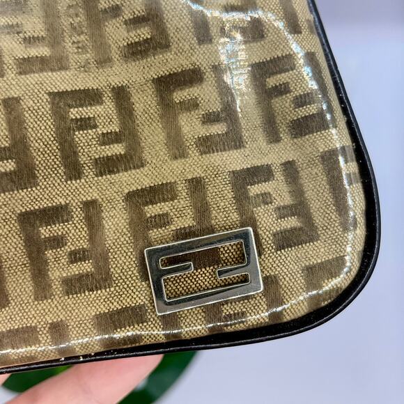 Fendi Zucca Monogram PVC Pouch Wallet Clutch Bag Cometic Toiletry F Logo Print - Picture 9 of 11